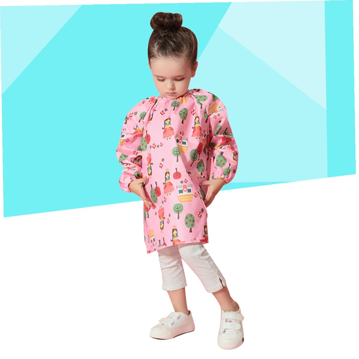 BESTonZON Tablier de Peinture Imperméable pour Garçon et Filles Manches Longues Taille S Polyester Respirant Protection Anti-Taches pour Activités Artistiques et Dessin Vêtement de