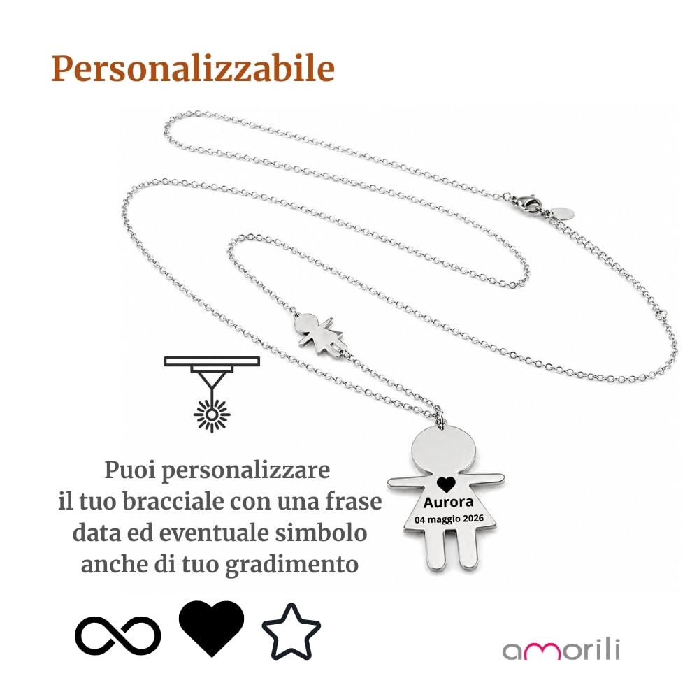 Collana Bambina Personalizzata con Incisione in Acciaio Inox – Ciondolo Bimba – Regalo Nascita Baby Shower Mamma – Gioiello Ricordo cll1500