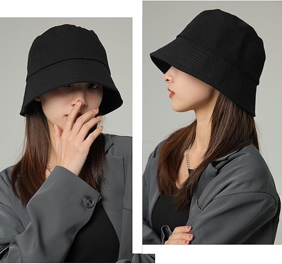 2PCS Unisex Cotton Bucket Hat for Women Men, Denim Packable Fisherman, Summer Sun Beach Hat for Casual Trips (M,08)