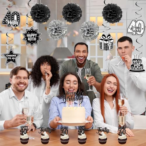 Image of Crenics Black 1986 40th Birthday Decorations for Men Women