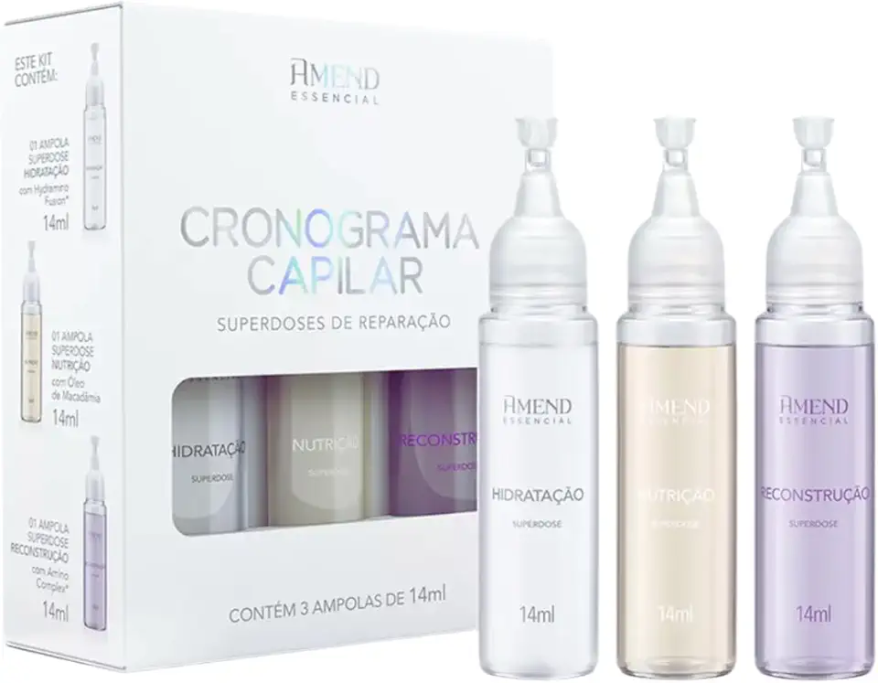 Cronograma Capilar Superdoses de Reparação Amend Essencial, 3 ampolas