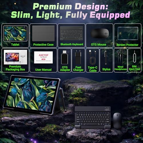 WITFOCUS 2026 Android 16 Tablet 11 Inch 2K IPS 36GB RAM 256GB ROM (1TB TF) with 3-in-1 Keyboard Mouse Stylus Case – T606 8-Core, 8000mAh, Widevine L1, 8+13MP, 5G/2.4G WiFi，PC Experience-Gray — view 8