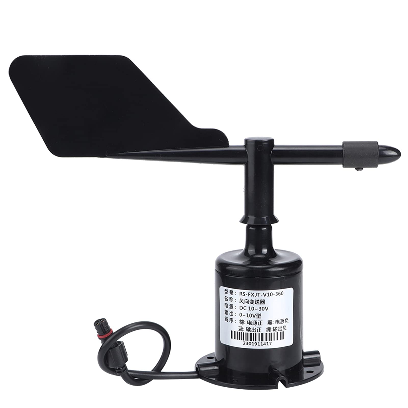 Sensore del Ventos MUNEFE, sensore di direzione del Ventos a 360 gradi, strumenti anemometrici della velocità del Ventos per condizioni meteorologiche ambientali (Coppia di cavi plug-in 0-10V (360°)