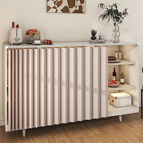 Cortinas para gabinetes de Cocina, Color Caqui, con Textura de Lino sintético, para Ventanas de Cocina, para Debajo del Fregadero y Zapatero, 100 x 70 cm, decoración Elegante y Funcional.