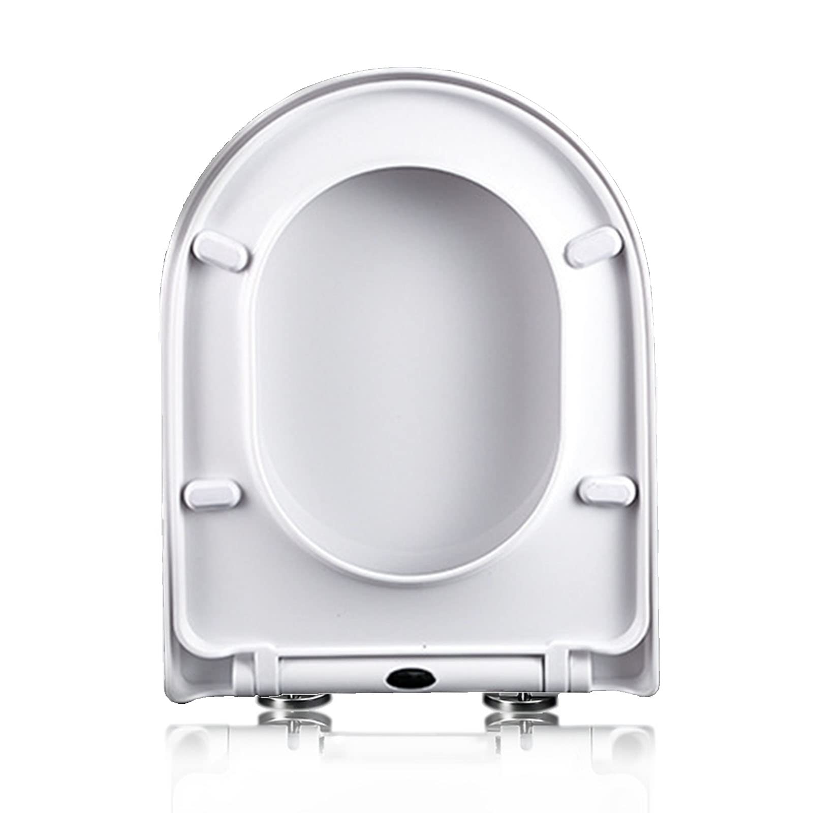 Ugzxcvbn White Soft Close Toilet Seat With Adjustable Hinges, Adjustable Hinges D-Shaped Quick-Release -Fixing Toilet Seat 02A