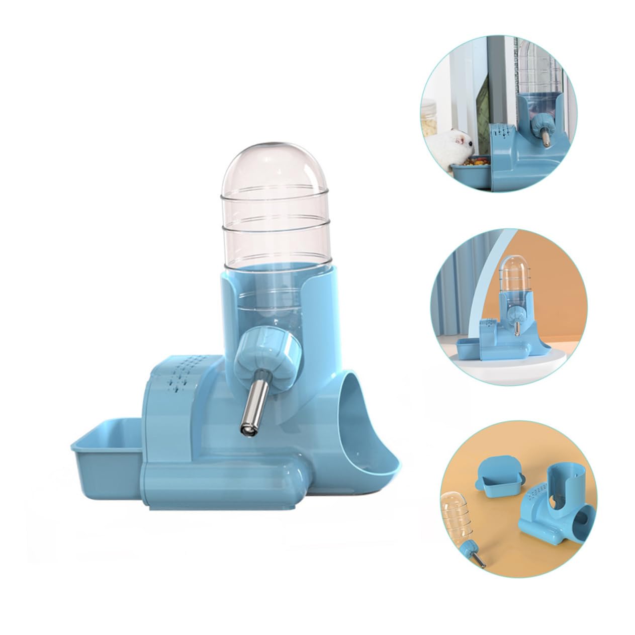 DOITOOL 2piezas Bebedero para Hámster y Roedores Diseño Vertical Antigoteo Multifuncional Botella Transparente Soporte para Agua y Comida para Animales Pequeños Sin Instalación Fácil