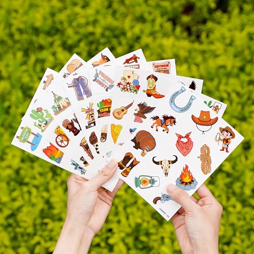 Image of 96 PCS Pre-Cut Cowboy Temporary Tattoos for Kids Birthday Party Favors | Super Cute Western Rodeo Horse Themed Supplies, Decorations, Fake Tattoo Stickers for Boys