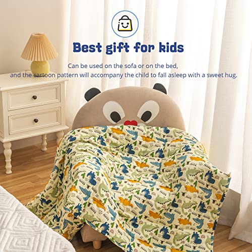 Aimon Weighted Blankets Kids, Weighted Blanket For Toddler, Kids Weighted Blanket 7 Pounds, 100% Cotton, Washable, Cooling Weighted Blanket (41"*60", 7Lbs, Dinosaur-Green) #TOP4