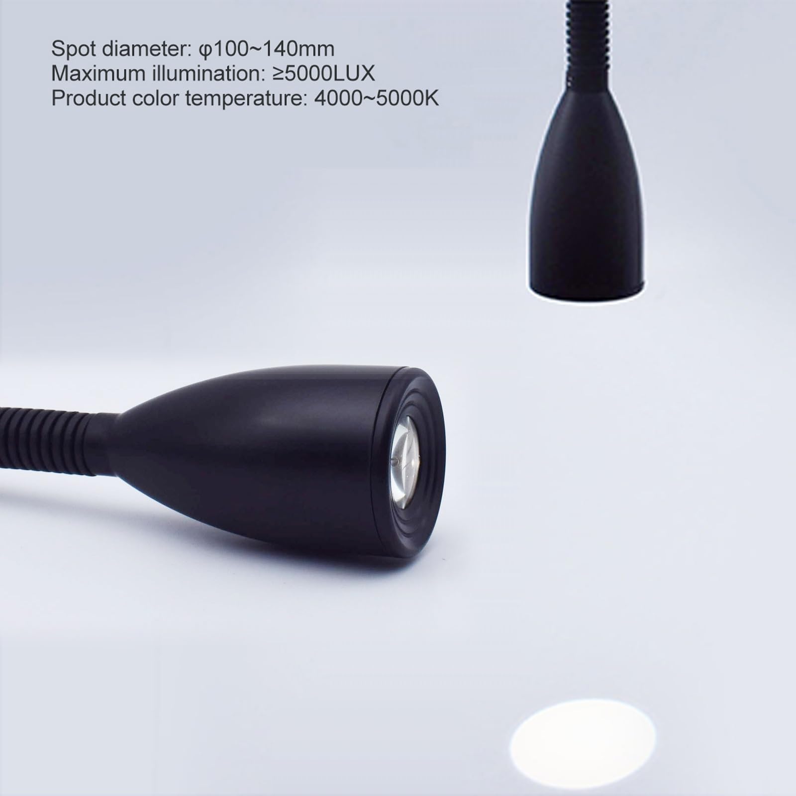 Lampa Chirurgiczna LED do Badań Lekarskich Bezcieniowa Lampa Egzaminacyjna Lampa Chirurgiczna Elastyczna Lampa na Gęsiej Szyi Pilna Lampa Medyczna do Badań Kosmetycznych(Size:Tabletop clip)