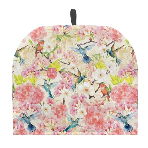 Image of Flower & Bird Print Handmade Tea Cozy Kitchen Home Decorations Teas Cosy Creative Gifts Tea Cozies for Teapot Keep Warm Double Tnsulated Kettle Cover for Office