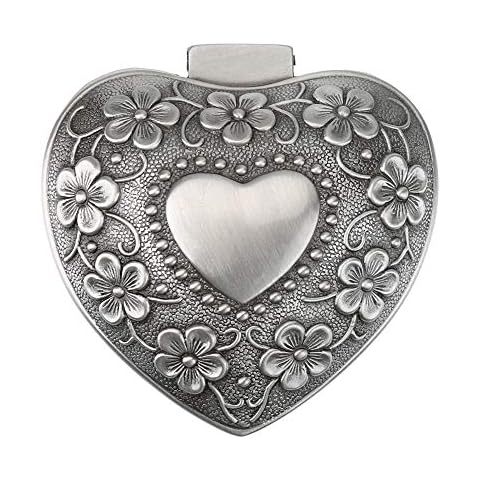 GLOGLOW Earring Gift Box, Metal Heart Shape Carved Flower Style Jewelry Box Women Trinket Jewelry Gift Box Necklace Earrings Ring Storage Case Cover