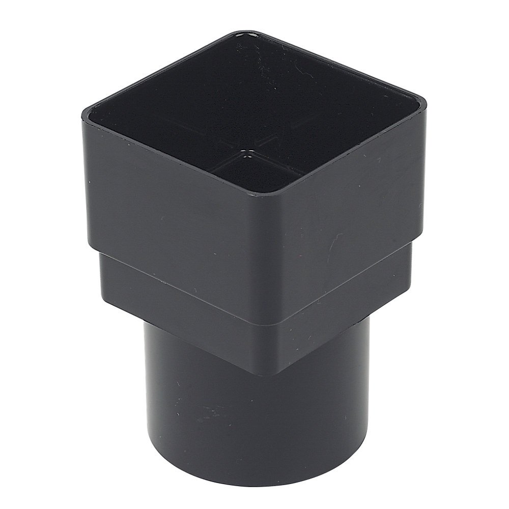 FLOPLAST 65mm Square to 68mm Round Gutter Pipe Adapter - Black