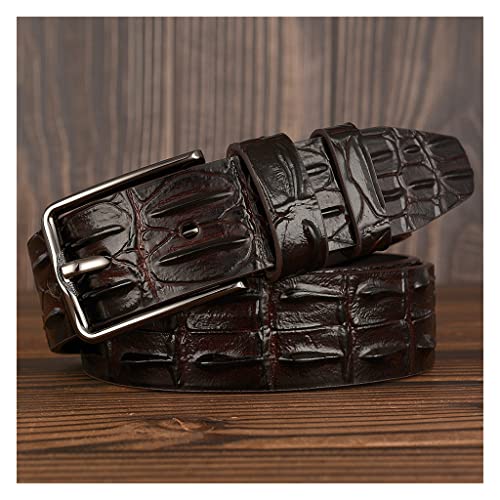 lwl Ceinture en Cuir véritable pour Hommes, Ceinture à Boucle ardillon en Peau de Crocodile à la Mode, Ceintures de Travail décontractées en Alligator de Luxe épais 115CM