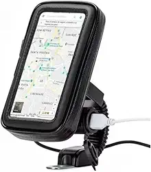 Suporte para Celular para Guidão de Bike e Moto – Case Impermeável 360°, Protege Contra Água, Poeira e Chuva (Com Conexão USB)