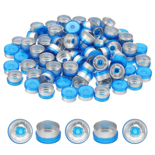 PATIKIL 13mm Flip Off Caps, 100 Pcs Flip Off Caps Flip Off Seals Flip Off Vial Seals Plastic Aluminum Caps Cover for Glass Vial Laboratory, Dark Blue