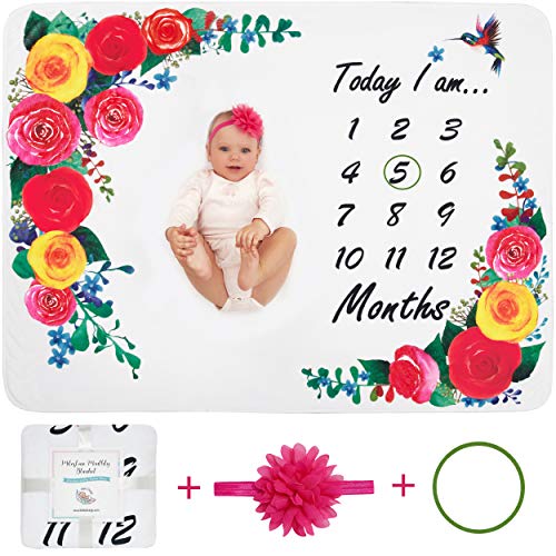 Baby Monthly Milestone Blanket Girl – Baby Age Month by Month Blanket –