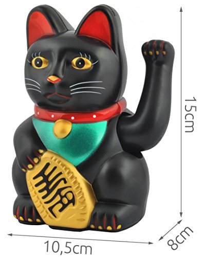 ISO TRADE Chat Chinois Chanceux doré Maneki-Neko - Symbole de Bonne Fortune 3064, Farbe/Color:Black