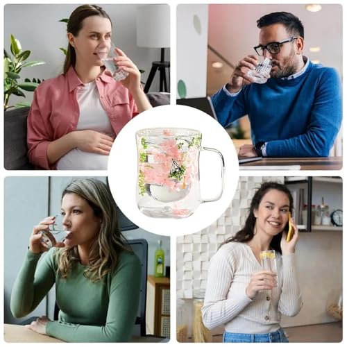 Double Wall Espresso Cups, Flower Glass Tea Cups, Dried Flower Glass Mug, Heat Resistant Glass Mug, Double Walled Glass Mug with Dried Flower Design, Heat Resistant for Hot and Cold Drinks – Image 6