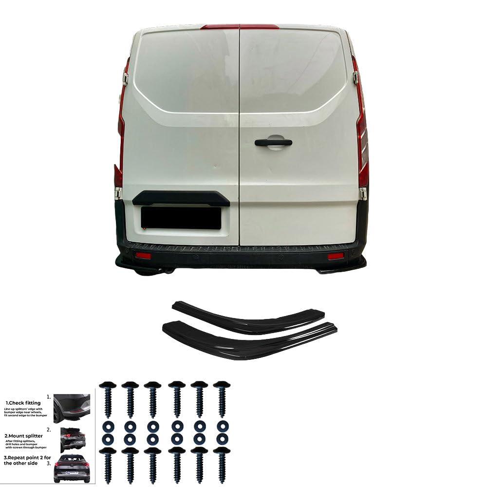 Oneway Jupes de pare-chocs arrière (coins) compatible avec Ford Transit Custom MK1 Facelift 2018-2023 - Noir brillant