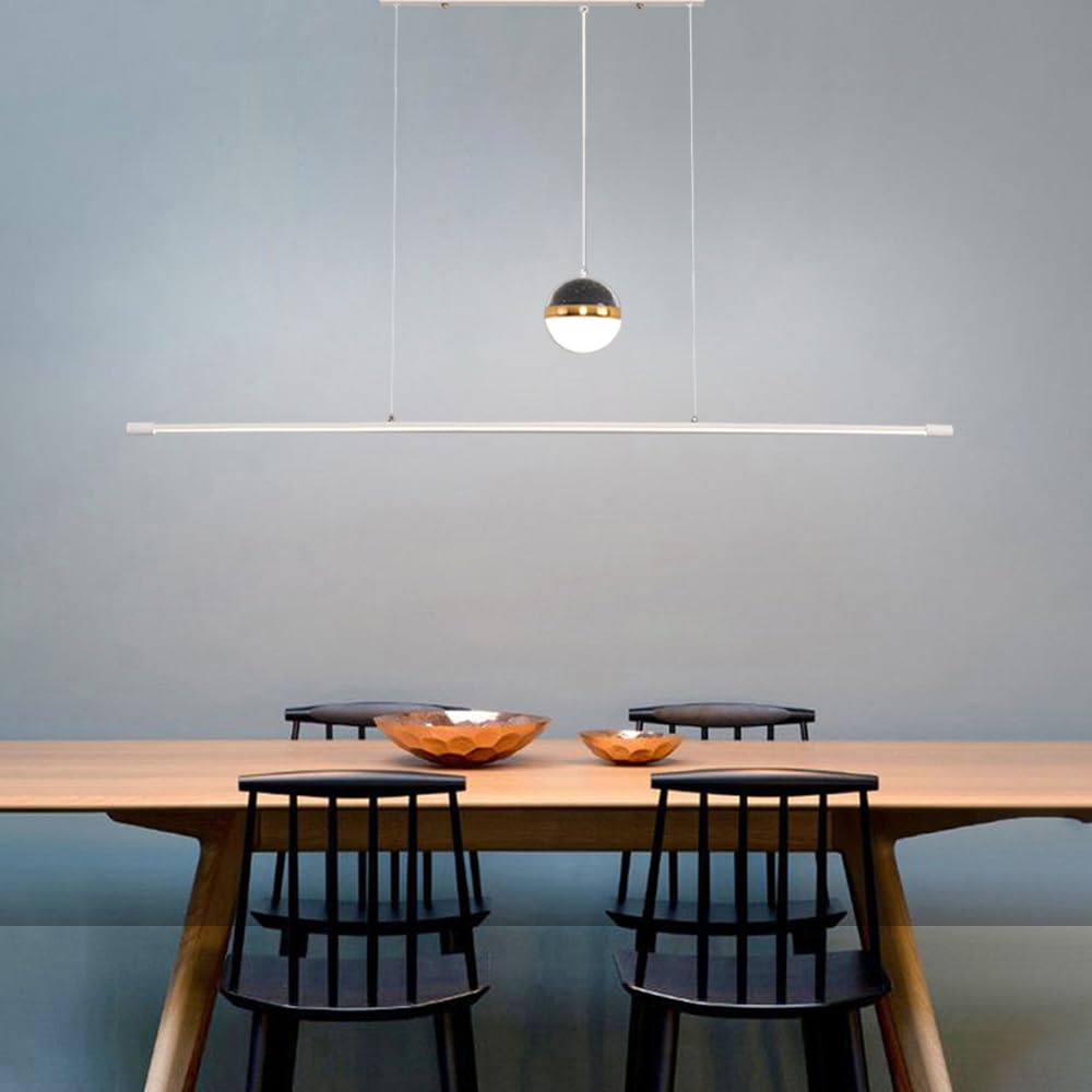 Lampadario a Sospensione lineare dimmerabile per Tavolo da Pranzo a LED con Telecomando, Lampada a proiezione stellare, lampadari Moderni a Sospensione per Cucina, Camera da Letto