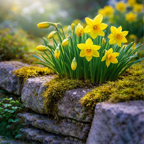 25 Tete A Tete Yellow Dwarf Daffodil Bulbs Mini Narcissus Corms Early Spring Blooming Hardy Garden Plants for Planting Outdoor Pots Containers Borders Rock Gardens Lawns Perennial Bulbs Size 8/10 cm