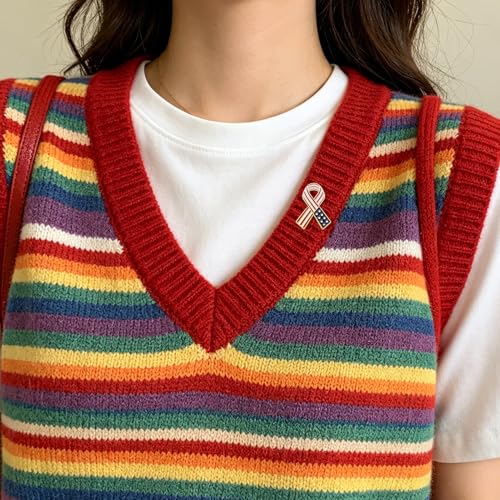 Image of 6Pcs Awareness Enamel Ribbon Lapel Pins Ribbon Brooch Pin for Charity Events Survivor Campaign Party Favors Supplies