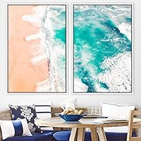 2 Piece Framed Canvas Wall Art Coastal Beach Canvas Prints Home Artwork Decoration for Living Room,Bedroom - 16