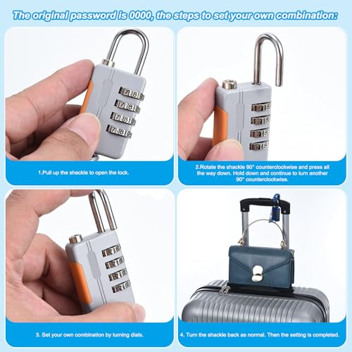 Image of PATIKIL 1 Pack 4 Digit Combination Lock, Helmet Padlock Cable Lock Gym Locker Lock with 3.28Ft Flexible Security Steel Lock Wire for Bike Locker Travel Luggage, Green