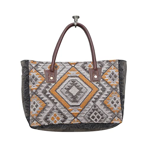 Myra Bag Western Upcycled Canvas Handbag for Women - Leather Shoulder Bag Orange Affairs4