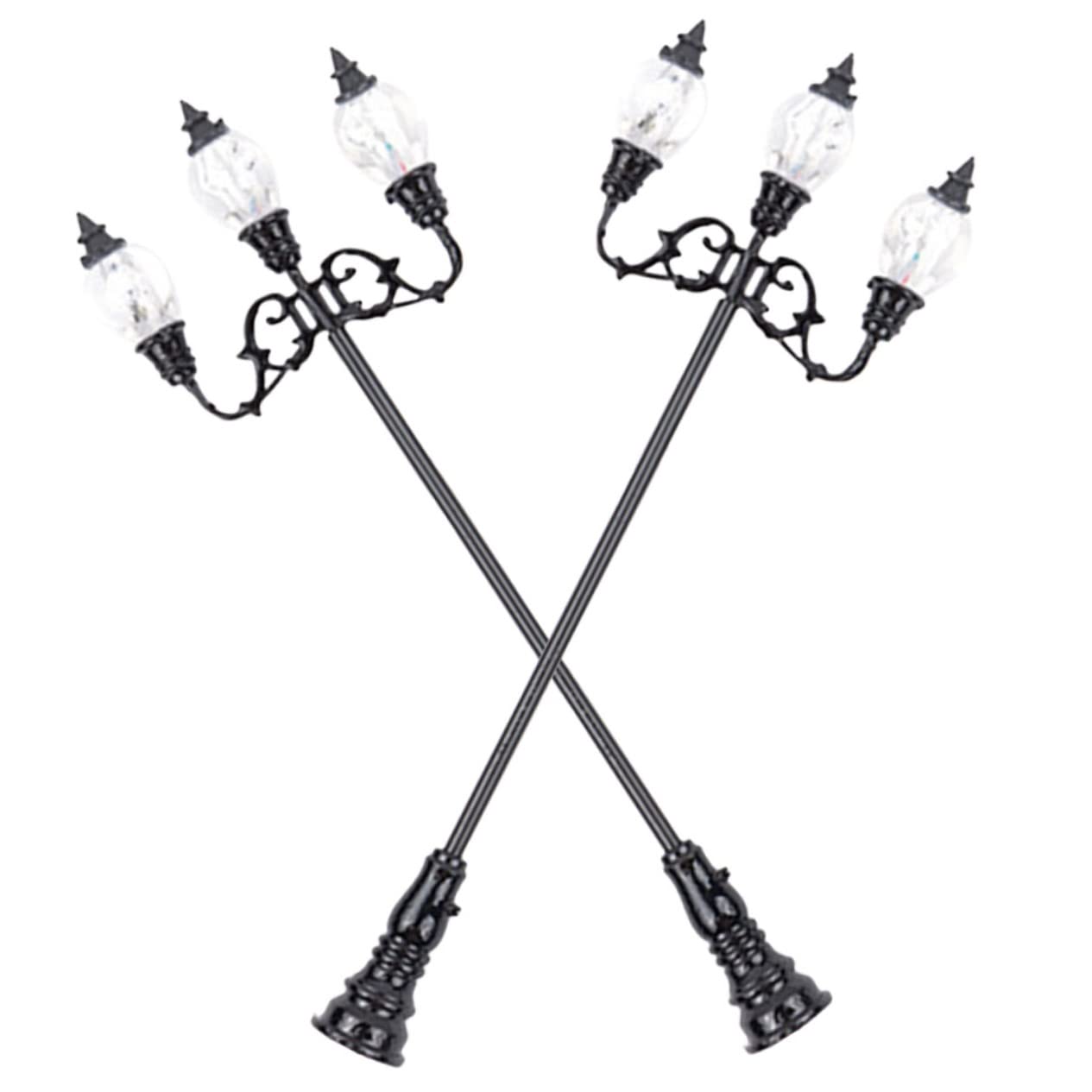 Toddmomy 2Pcs Miniature Park Lamp Decorative Micro Landscape Ornament for Sand Table Scene with Light for Decoration