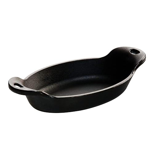 Lodge Mini servidor ovalado de hierro fundido mejorado y sazonado 9 onzas negro Lodge Mini servidor ovalado de hierro fundido mejorado y sazonado 9 onzas negro