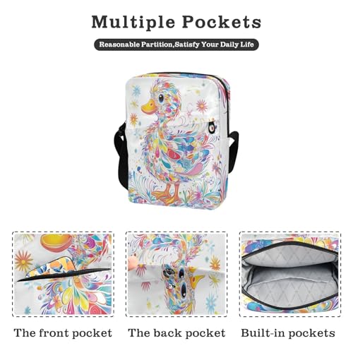 Cute Pet Duck Colorful men's messenger bag cross body bag Womens Cross Body Purses Adjustable Strap for Outdoor Daily Travel2