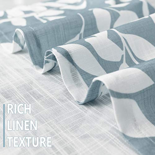 Treatmentex Blue White Kitchen Valance Curtain Leaf Print Window Valance For Living Room 52" W 1 Pack #TOP3