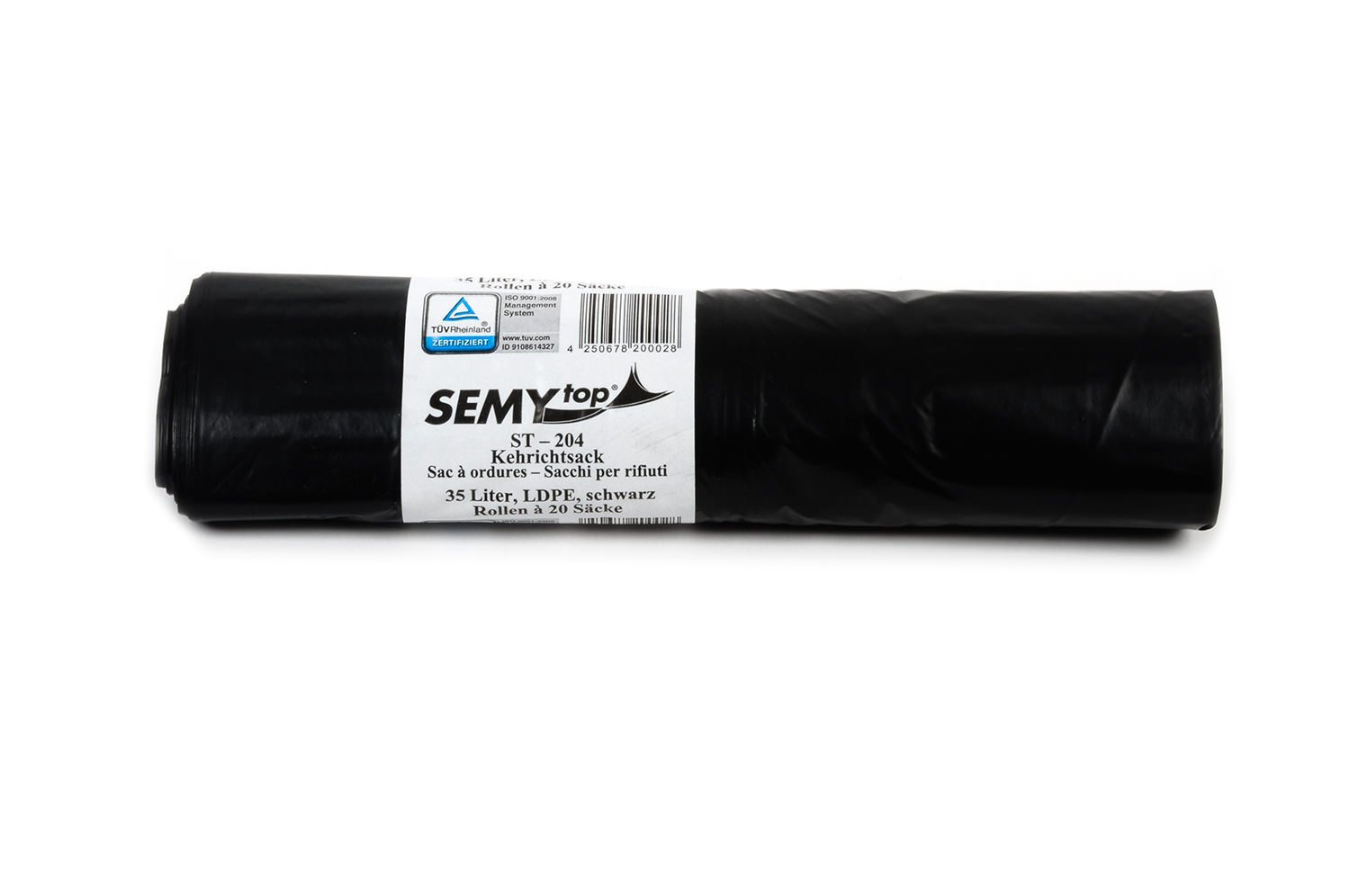 Semy Top LDPE worki na śmieci ze sznurkiem ściągającym, 280 + 270 x 680 mm, typ 60, czarne, z jednej strony, z polipropylenu, około 35 l, 25 sztuk (25 x 20 sztuk)