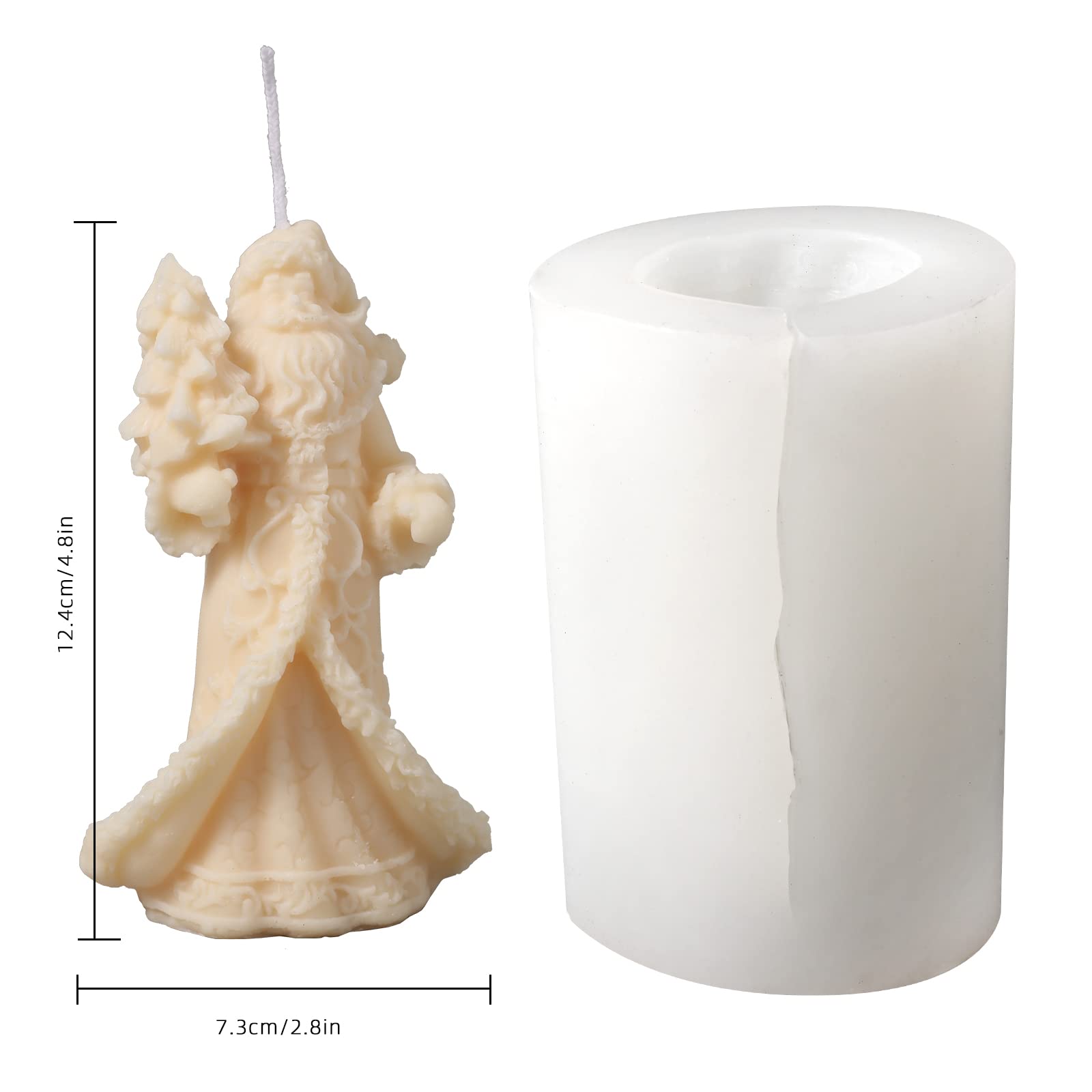 BOOWAN NICOLE Stampo in silicone per candele di Babbo Natale di Natale 3D fai da te in silicone per sapone torta cioccolato fondente artigianale artigianale (LZ151)