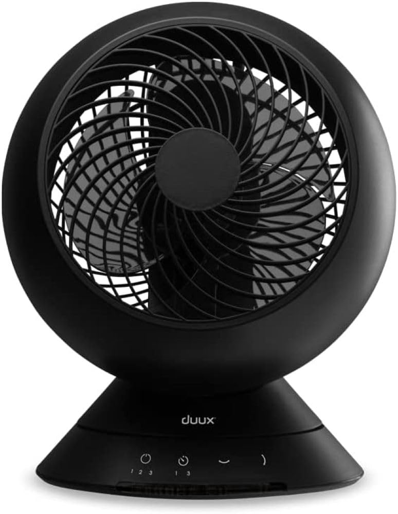 DuuxGlobe Table Fan, with Remote Control, LED Display & Touch Control, Powerful and Ultra Quiet Desk Fan, Circulator, 3 Speed Levels, Black