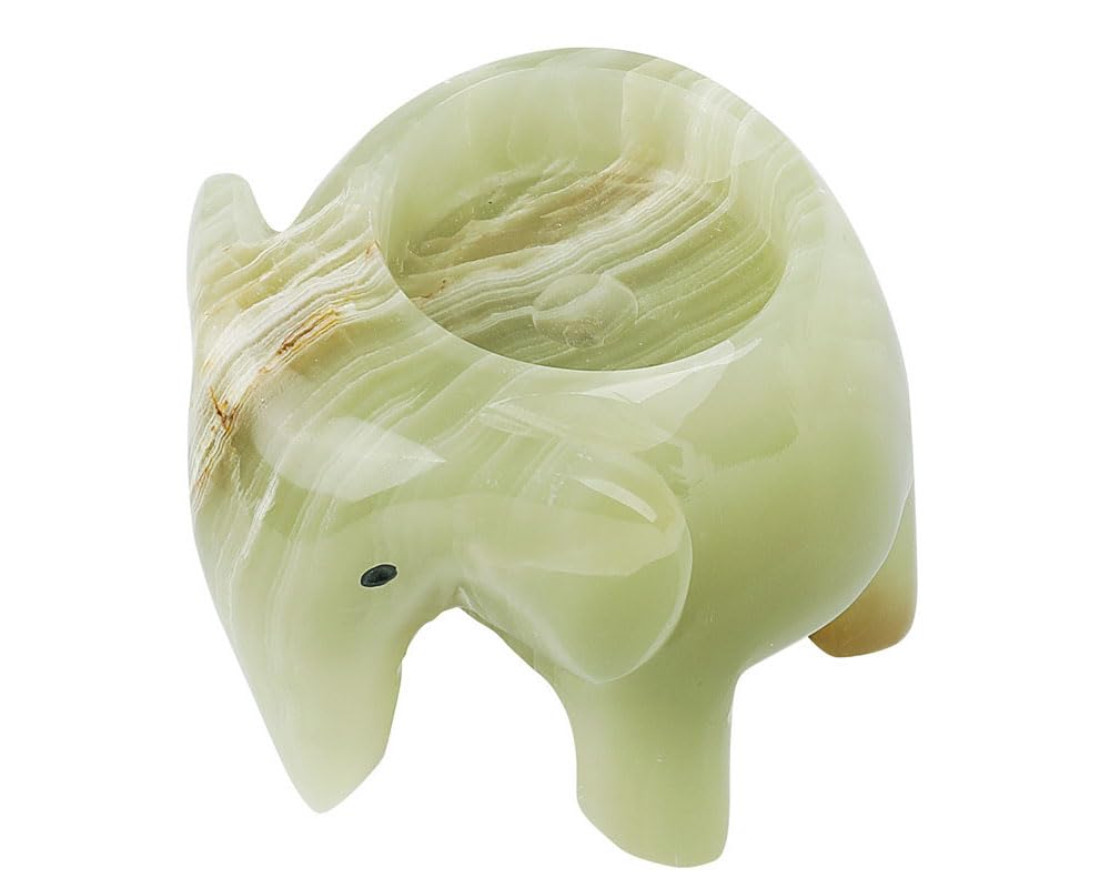 Afghan Jade Green Elephant Candle Holder Crystal Quartz Candle Holder for Home Decor Holiday Wedding 1 Piece