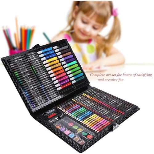 Image of 168-Piece Kids Art Set,Portable Drawing Set Makes Great Gift for Artists Kids, Art Box Drawing Painting has Watercolors Markers Crayons Color Pencils Oil Pastels Glue
