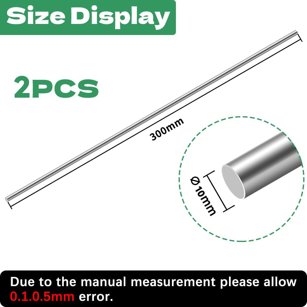 Barras Acero Inoxidable 10x300mm - Lote de 2 Unidades para Bricolaje