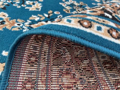 Image of TTC THREAD & TEXTURE CARPET Traditional Comfort: Power-Loomed Carpets for Living Room- Every Space Area Rug Color Blue Size 6x8 Feet (180x235cm)