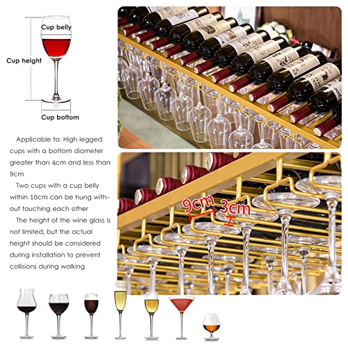 Étagère à vin murale réglable en métal avec support de verres sécurisé - 5