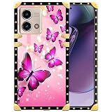 DAIZAG Compatible with Moto G Stylus 5G 2023 Case,Pink Purple Butterfly Retro Luxury Elegant Gold Decoration Soft Anti-Scratch Protective Case for Motorola Moto G Stylus 5G 2023