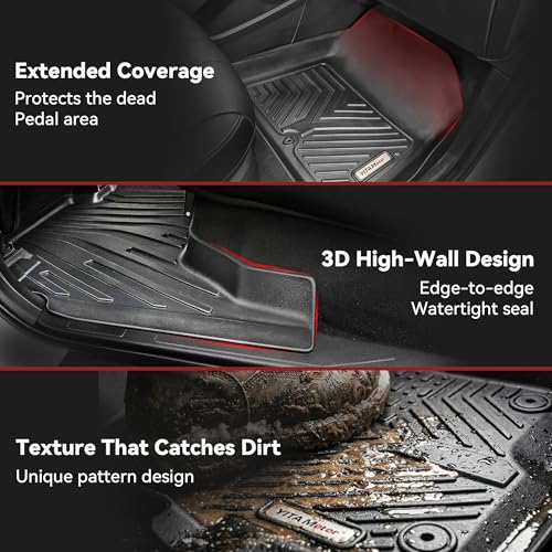 Image of YITAMOTOR Floor Mats Fit 2018-2025 Ford Expedition /Expedition Max 8 Seat | With 2nd Row Bench Seat, All-Weather Custom Front 1st & 2nd 3rd Black Floor Liner Set