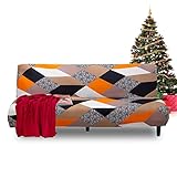 FIGOOO Armless Futon Cover Stretch Armless Sofa Slipcover Spandex Elastic Universal Armless Sofa Bed