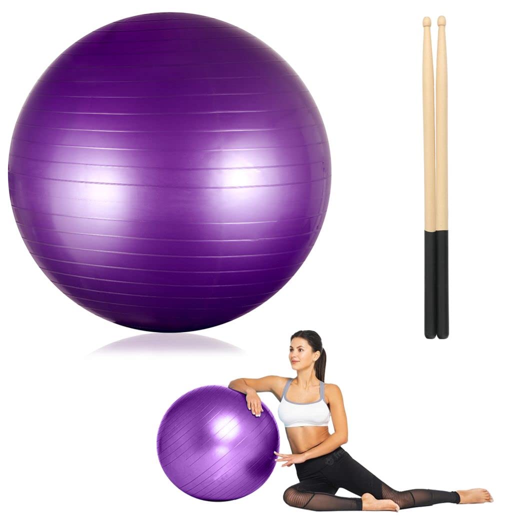 JoyibayCardio Drumming Equipment Set, Fitness Balance Ball with Pump & 3.2oz Cardio Drumming Sticks, Aerobic Exercise Ball for Workouts, Stability, Pilates, Yoga, Pregnancy Gymnastics