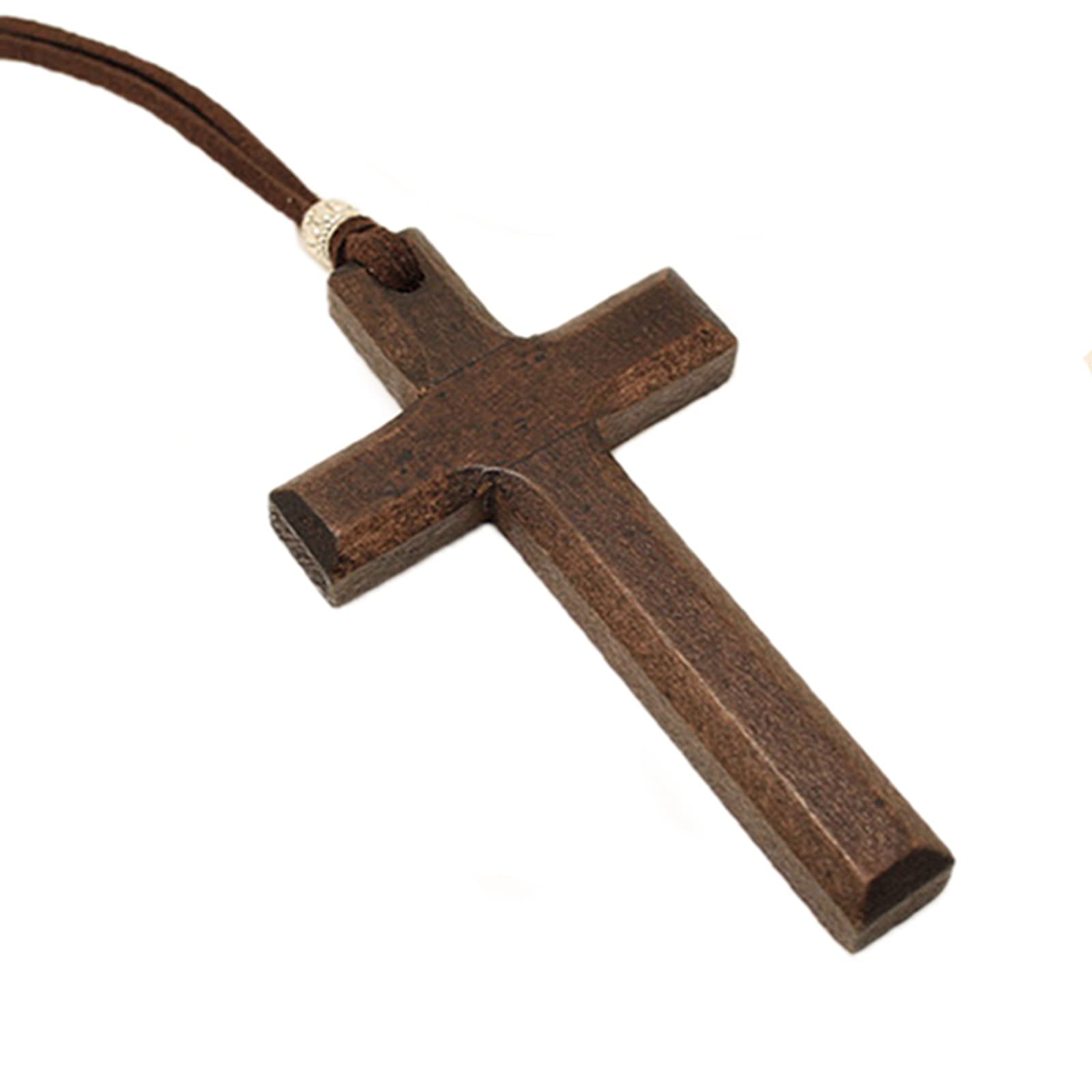 Wooden Cross Necklace For Men Women, Wood Cross Pendant Necklaces For Car Rearview Mirror Charms, Wall, Christian Jewelry