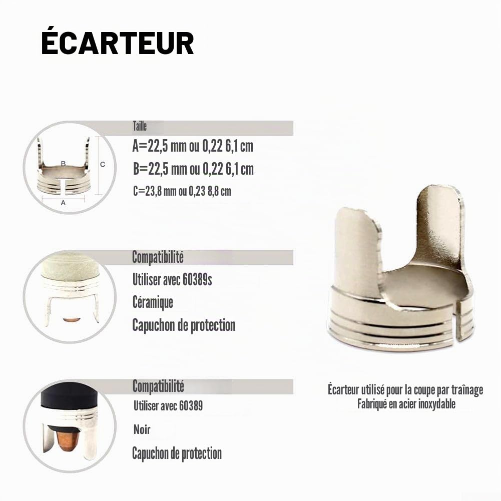 IPT40 PT40 PT60 IPT60 Torche de coupe plasma Pointe Électrode Assortiment Fiable pour PTM-60 / pour IPT-60 / IPTM-60 / PT40 / IPT-40 / Series Lampe de poche à coupe plasma