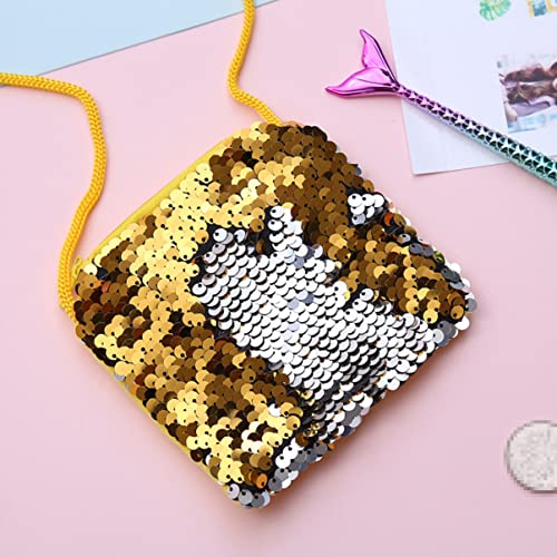 PartyKindom 3Pcs Sequins Coin Purse Fashion Square Bag for Boys Small Change Pouch Handbag for Jewelry Coins Cards Random Colors2