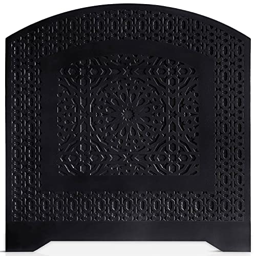 Menzzo Tête de lit Style Oriental Bois sculpté Agraba 120cm Noir