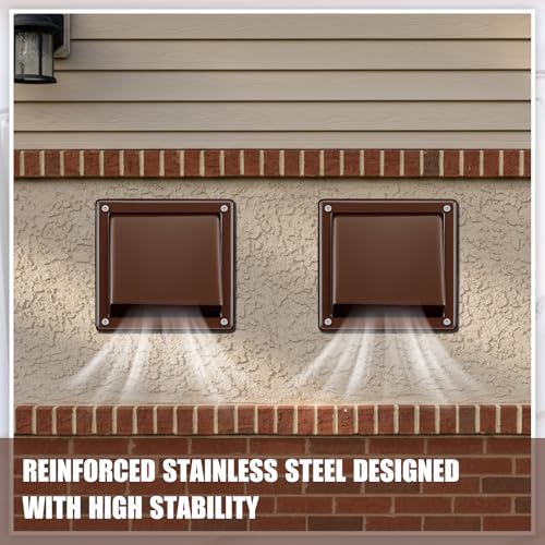 Image of Gisafai 4 Inch Dryer Vent Cover Outdoor with Stainless Steel Screen Brown Wall Dryer Exhaust Vent Cover External Cap Cushioned Non Return Flap with Sealing Gasket Grille, Bird /Insect Proof